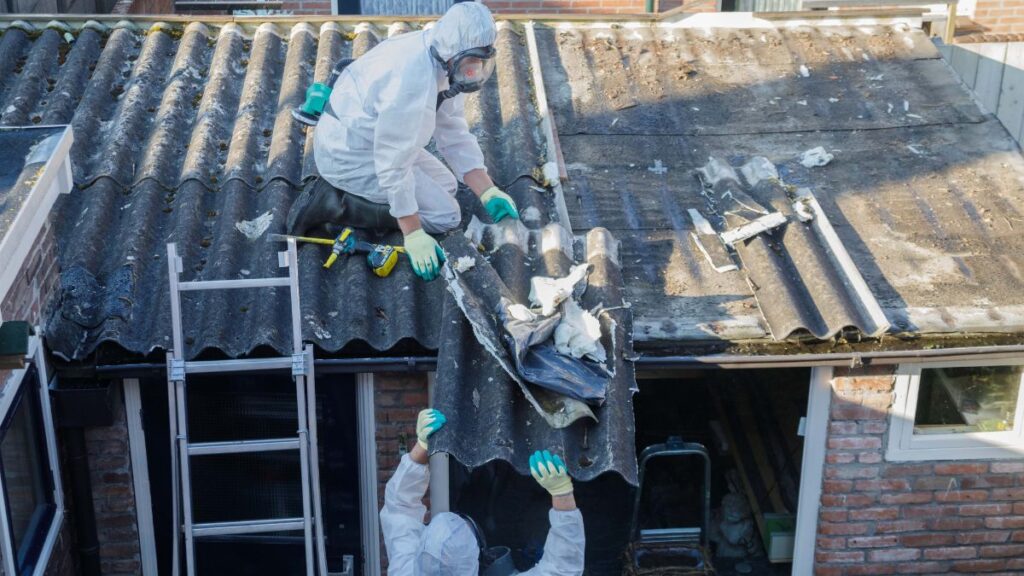Deskundigen verwijderen asbestdak 